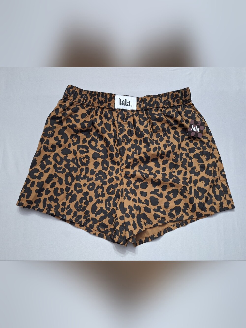 Dressed in LALA Leopard Print High Waist Women's Shorts - Brown & Black